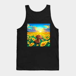 Dachshund in a Field of Sunflowers Tank Top